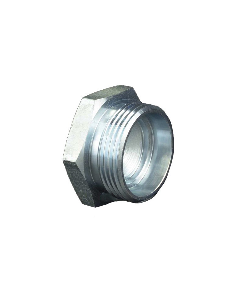 Tapón hidraúlico macho, rosca BSP. Vista lateral.